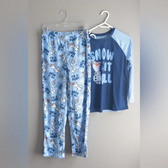 Briefly Stated Disney Frozen Movie Womens‎ Pajamas Sz S Fleece Olaf Elsa Anna - Picture 2 of 10